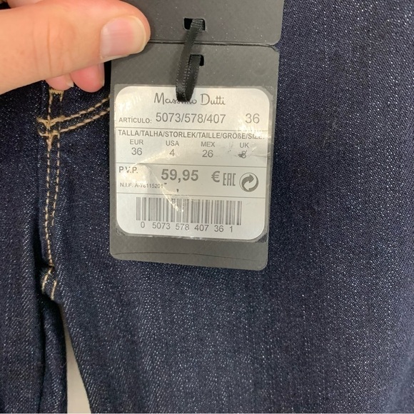 NWT Massimo Dutti Mid Rise Skinny Dark Wash Jeans Size 4 - Picture 9 of 12
